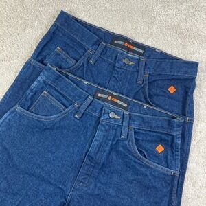 Lot of 2 Wrangler FR Men 30x32 Jeans Blue Relaxed Fit Flame Resistant CAT2 31MWZ
